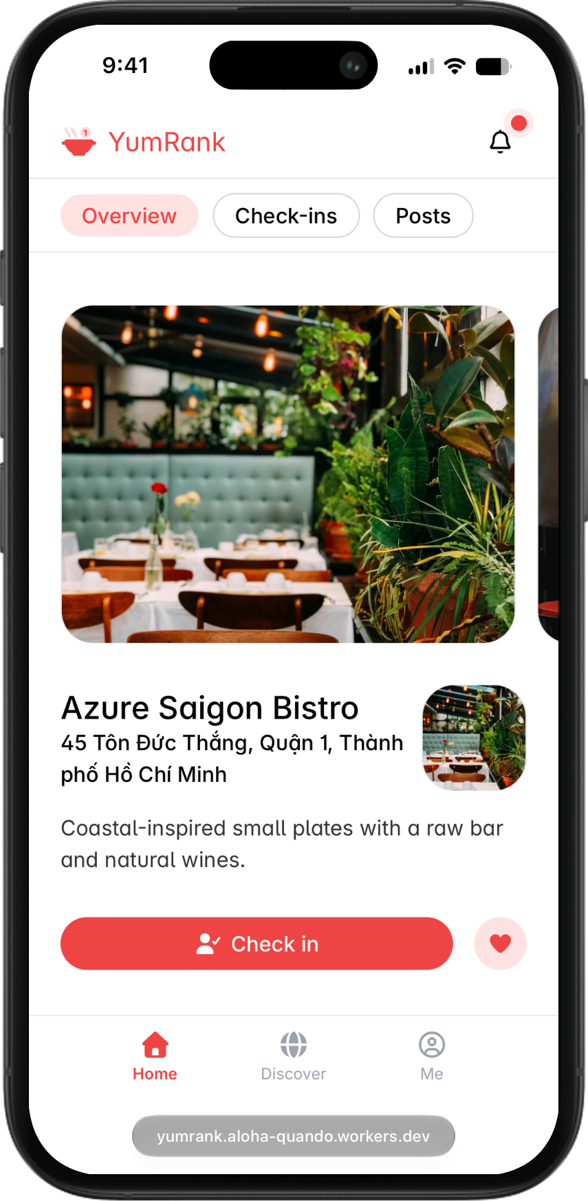 YumRank — online check-in