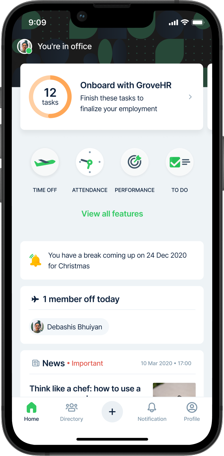 GroveHR — dashboard & directory